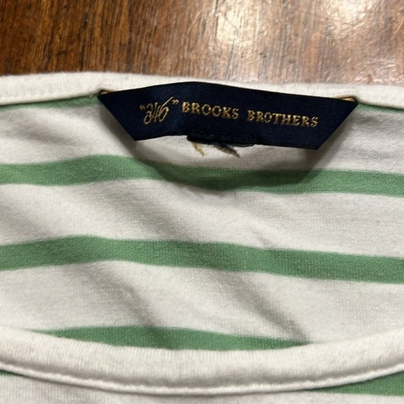 Brooks Brothers Green White Striped Tee Women’s XL Long Sleeve Cotton Blend - Picture 4 of 9
